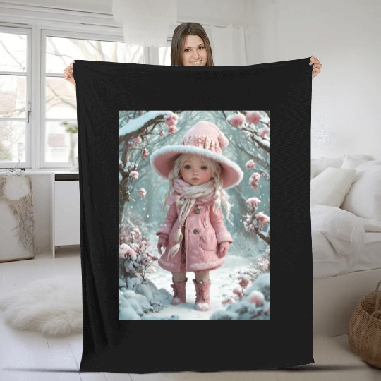 Full body of a realistic sweetness baby chibi girl Fleece Blankets