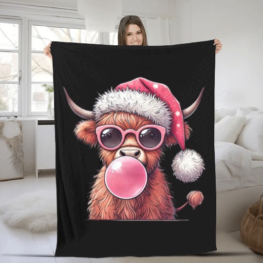 Highland Cow, Merry Christmas Fleece Blankets