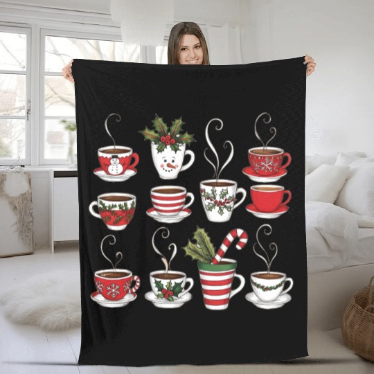 Merry christmas greetings candi cane Fleece Blankets