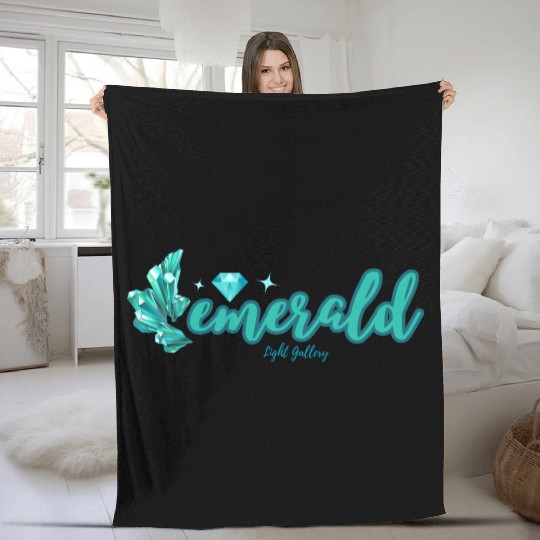 Emerald gemstone jewel Fleece Blankets