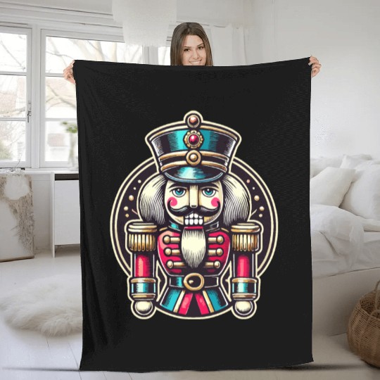 Traditional Nutcracker For Christmas Fleece Blankets