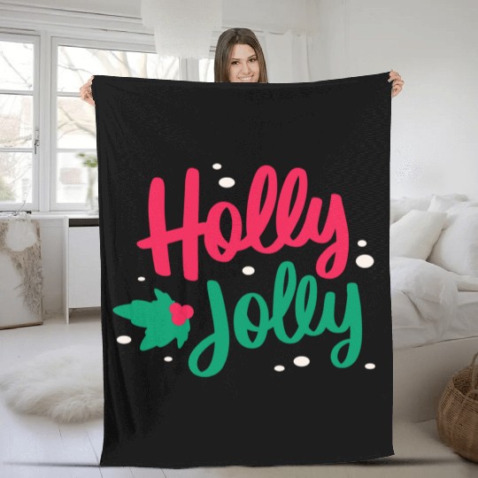 Christmas Holly Jolly Fleece Blankets
