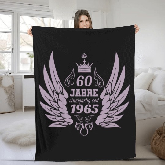 60 years unique since 1965 angel wings Fleece Blankets