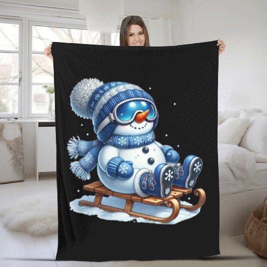 Snowman Christmas, Funny Snowman Fleece Blankets