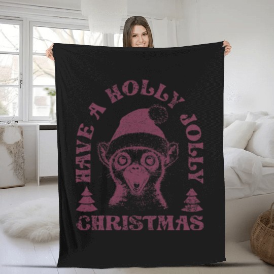 Lemur Christmas Lemur Xmas Lemur Santa Claus Fleece Blankets