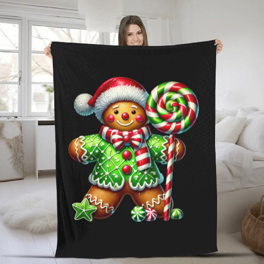 Gingerbread Christmas, Merry Christmas Fleece Blankets