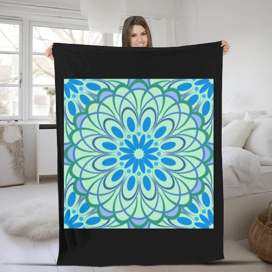 mandala Jade Stained Glass Fleece Blankets