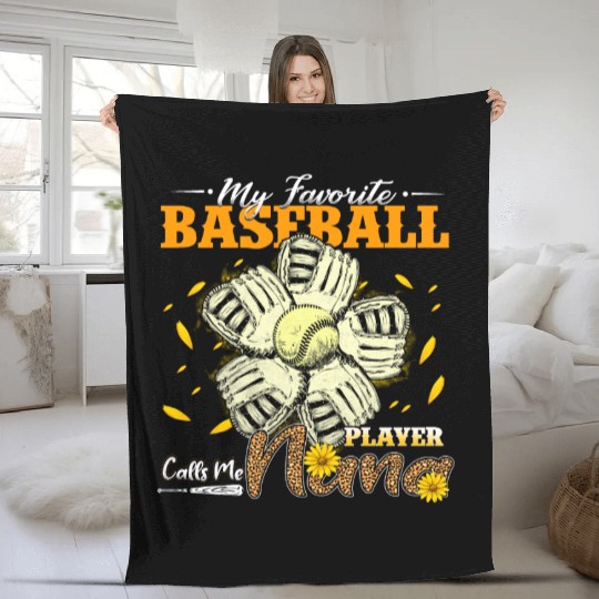 My Favorite Baseball Player Calls Me Nana Fleece Blankets