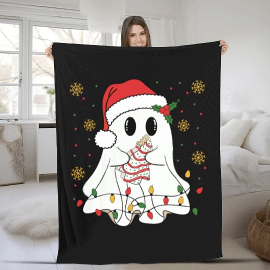 Ghost Christmas Fleece Blankets