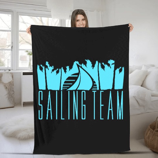 Sailing Team Ship Sun Palm Trees Sunset Sunrise Fleece Blankets