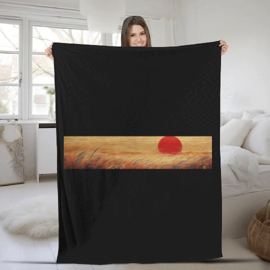 Sunset Serenity: Susuki Fields in Twilight Fleece Blankets