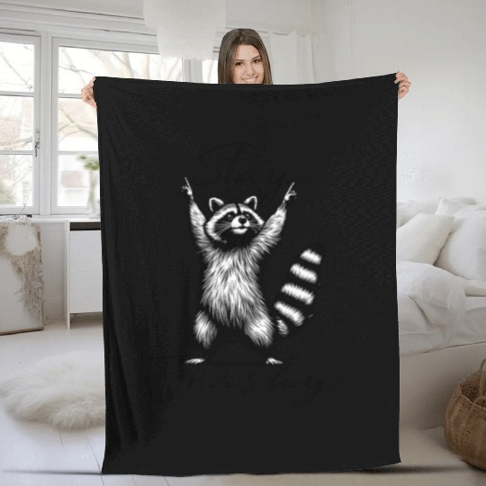 Stay Trashy Raccoon squad Fleece Blankets