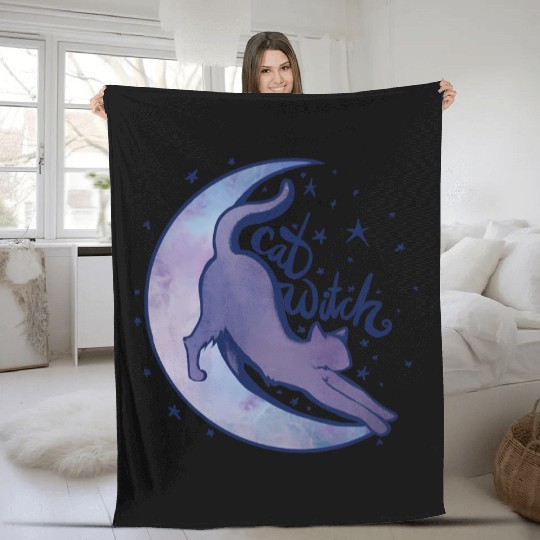 Cat Witch Fleece Blankets
