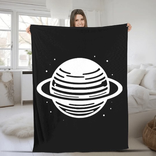 Minimalistic Saturn Planet Space Vector path36 Fleece Blankets
