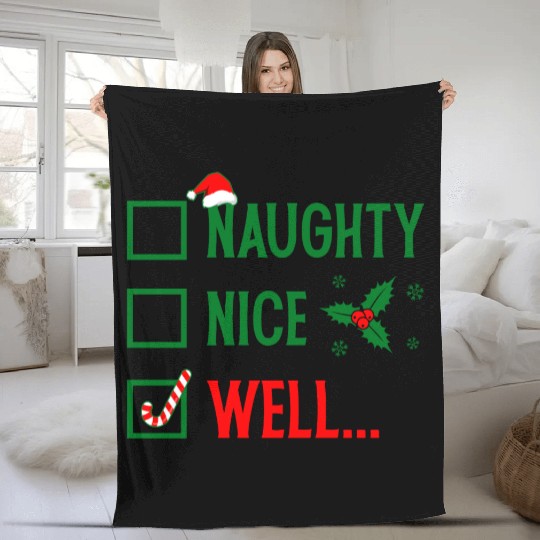Naughty or Nice Funny Christmas Fleece Blankets