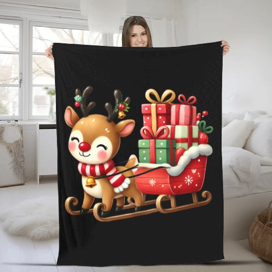 Merry christmas, Christmas Retro Fleece Blankets