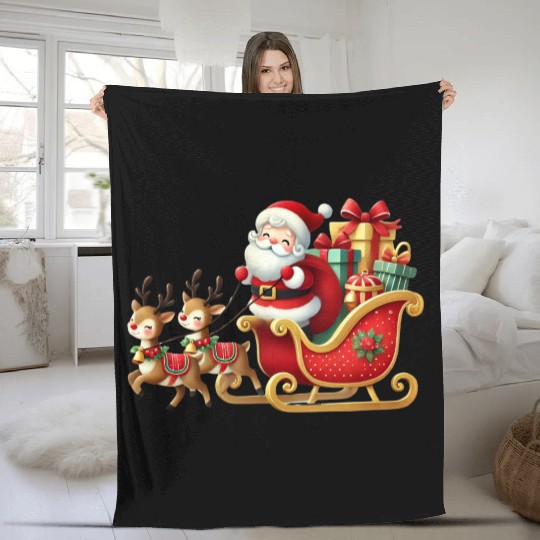 Santa Christmas, Merry Christmas Fleece Blankets