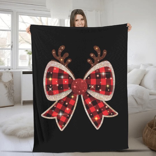 Christmas Coquette Bow, Merry Christmas Fleece Blankets