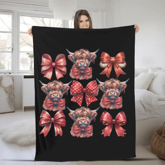 Christmas Bow, Merry Christmas Fleece Blankets