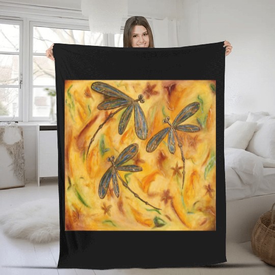 Dragonfly Autumn Flit Fleece Blankets