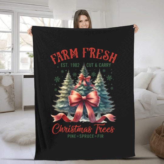 Farm Fresh Merry Christmas Fleece Blankets