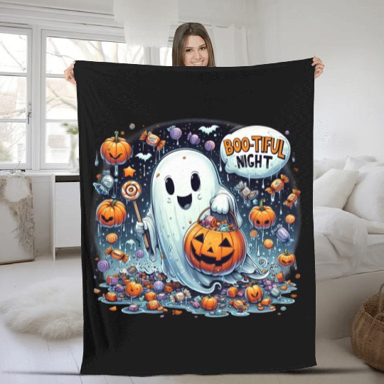 Halloween Candy Ghost Design Fleece Blankets
