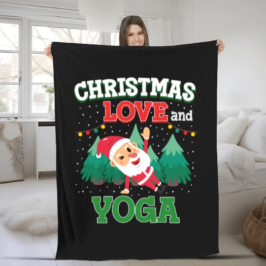 Yogini Yoga Meditation Christmas, Love And Yoga Fleece Blankets