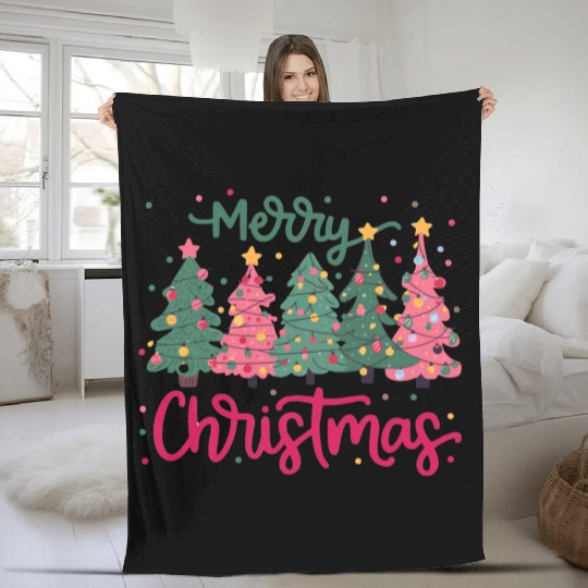 Merry Christmas, Christmas Tree Fleece Blankets