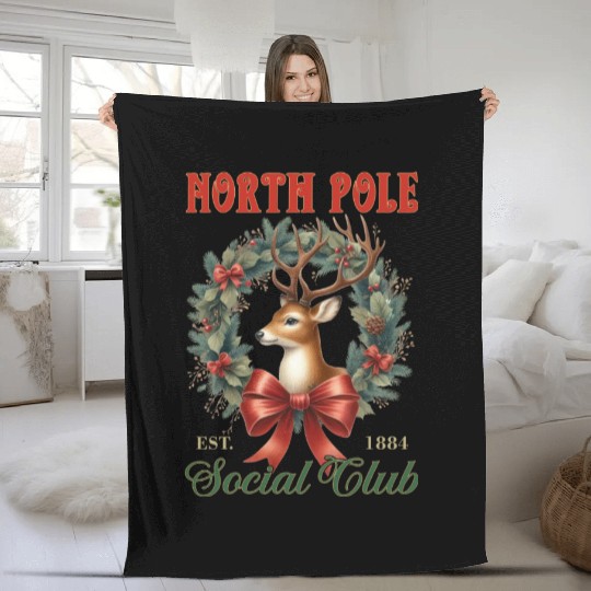 North Pole Soociial Clubb Fleece Blankets