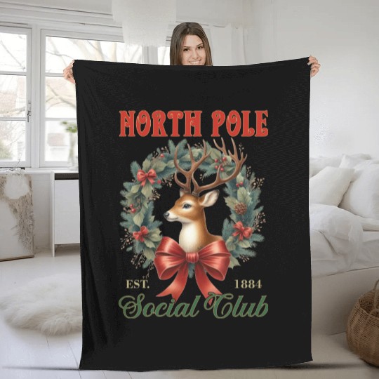 North Pole Soociial Clubb Fleece Blankets
