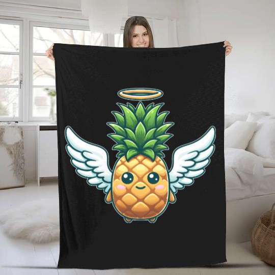 Angel Pineapple with Wings Fruity Fleece Blankets