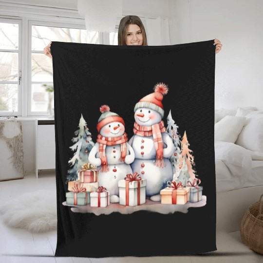 Snowman Christmas, Merry Christmas Fleece Blankets