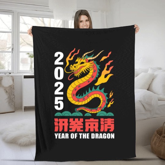 new year of the dragon Fleece Blankets