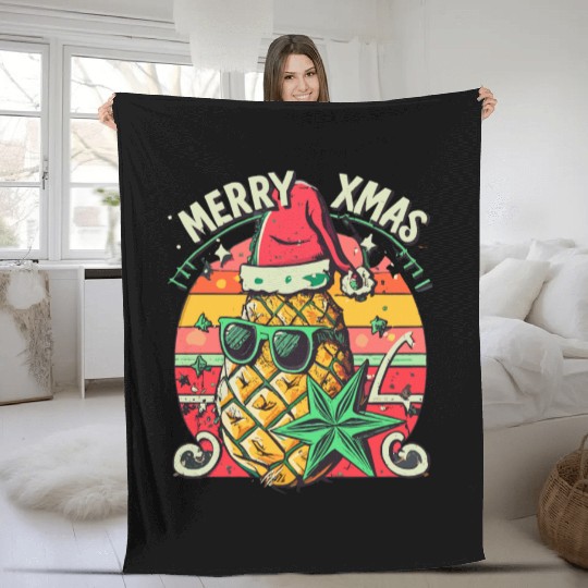 Pineapple Christmas Fleece Blankets