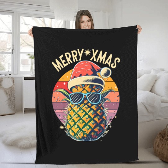 Pineapple Christmas Fleece Blankets