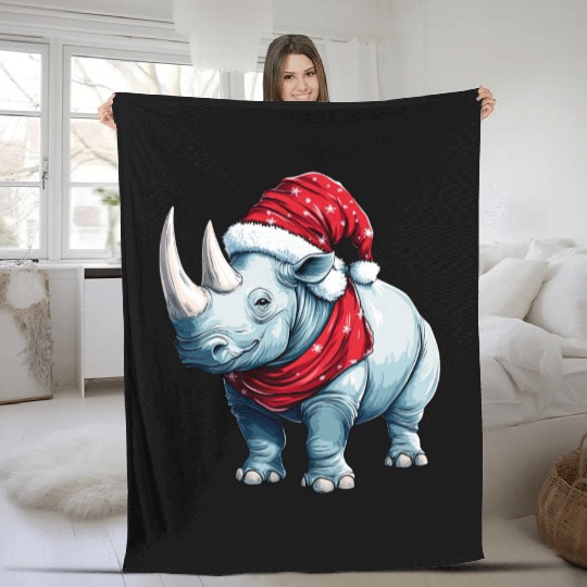 Rhinos Christmas Fleece Blankets