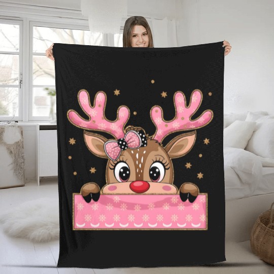 Glitter Coquette Pink Christmas Fleece Blankets