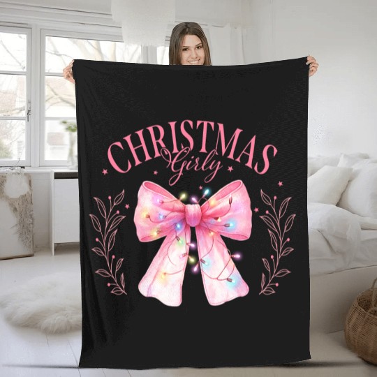 Pink Christmas Girly Fleece Blankets