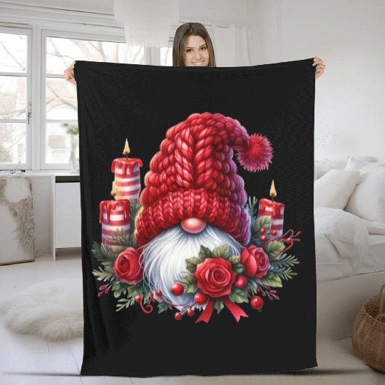 Gnome And Roses Fleece Blankets