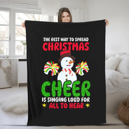 Christmas Cheerleader Christmas Cheer Loud Hear Fleece Blankets