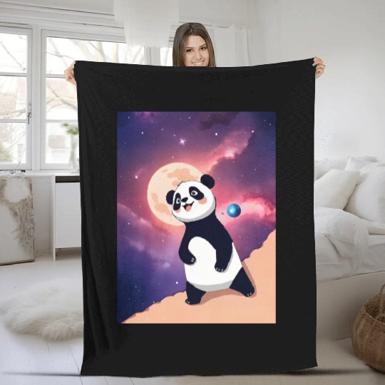 Luna the Galaxy Panda Fleece Blankets