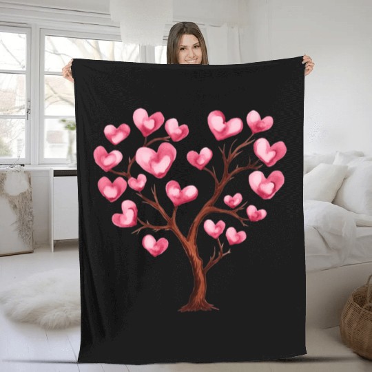 Heart Tree, Valentines Day Fleece Blankets