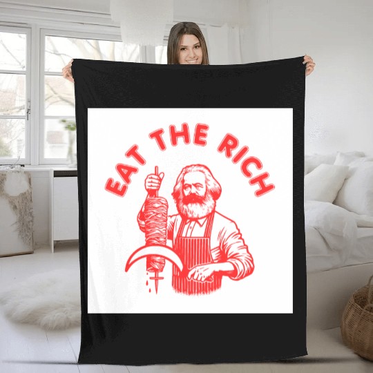 Eat the rich Karl Marx Eat Doner Kebab Rich Fleece Blankets