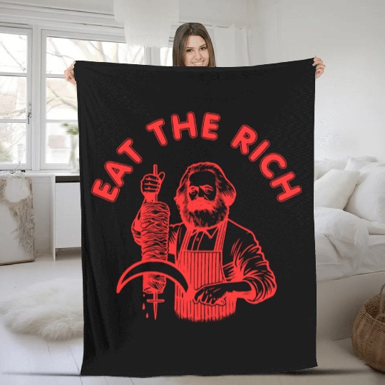 Eat the rich Karl Marx Eat Doner Kebab Rich Fleece Blankets