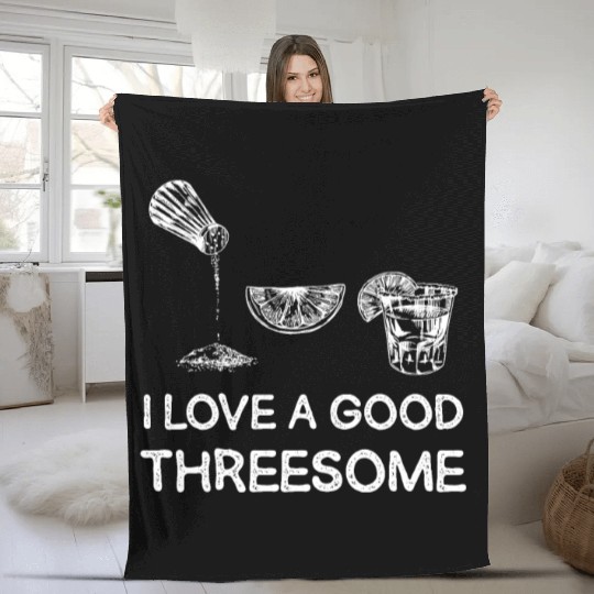 I Love A Good Threesome Margarita Humor Fleece Blankets