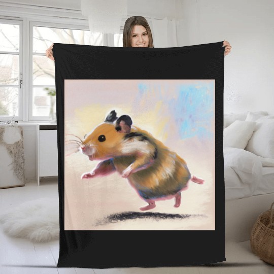 Running away hamster Fleece Blankets