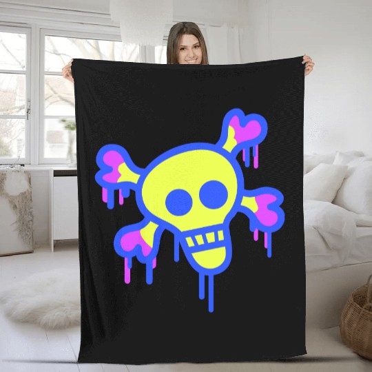 Pirate Skull and Bones Skeleton Graffiti Drops Fun Fleece Blankets