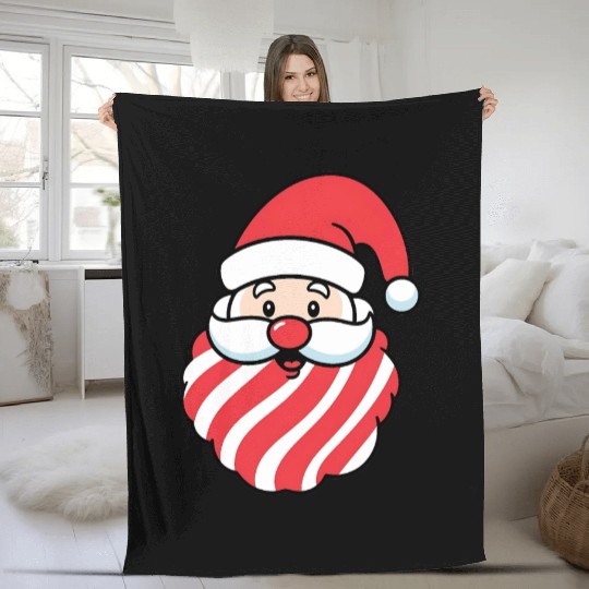CandyClaus Candy Cane Santa Claus Christmas Fleece Blankets