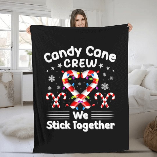 Candy Cane Crew We Stick Together Christmas Fleece Blankets