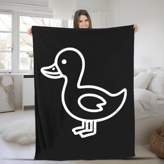 Minimalistic Vector Duck Vegan Art path17 Fleece Blankets